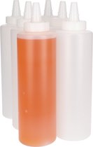 6x Knijpbare Doseerfles 500 ml met Tuitdop - Sausfles, Knijpfles, Garneerfles - LDPE Kunststof - Voedselveilig & Flexibel - Mat Transparant - Set van 6 Stuks
