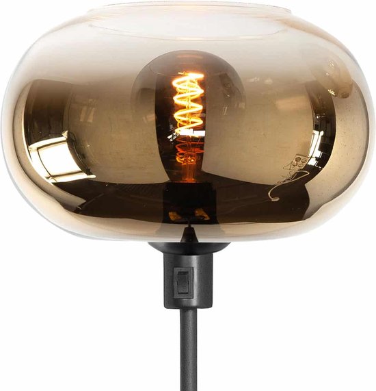 Gastor vloerlamp, vloerlamp van metaal/glas in zwart/chroomkleur/helder, lamp in modern retro/vintage design met glazen kap ( 15cm) en