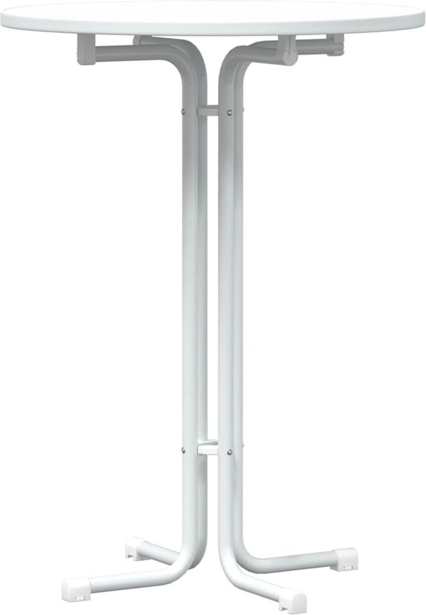 vidaXL Bartafel - Ø - 80x110 - cm - bewerkt - hout - en - staal - wit