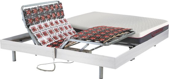DREAMEA Elektrisch relaxbed met matras met vormgeheugen ATRIDE van DREAMEA - OKIN-motoren - Wit - 2 x 90 x 200 cm L 200 cm x H 35 cm x D 180 cm