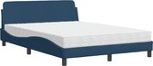 vidaXL - Bed - met - matras - stof - blauw - 140x200 - cm