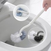 Toiletborstel Gebogen Ontwerp Schuine Reinigingsborstel Scrubber voor Diepe Reiniging Lange Plastic Handgreep en Flexibele Haren Badkamer Toiletpotborstel (Pak van 2)