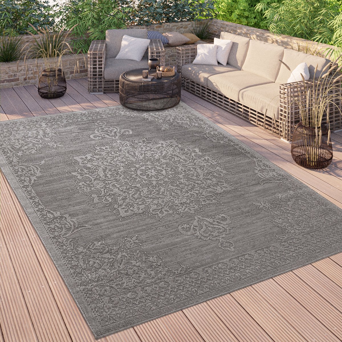 Paco Home Buiten Vloerkleed Balkon Keuken Tapijt Ornamenten Oosters Vintage Wasbaar 80x150 cm