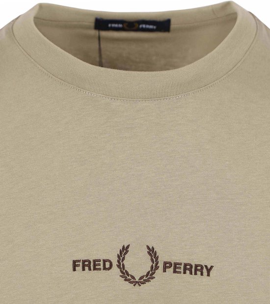 Fred Perry - T-Shirt M4580 Kaki - Heren - Maat XXL - Slim-fit