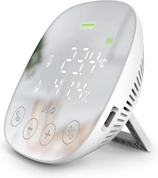 CO2-meter meet luchtkwaliteit temperatuur luchtvochtigheid - Grote batterij - Tot 10 uur looptijd - Wit