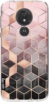 Casetastic Motorola Moto G7 Power Hoesje - Softcover Hoesje met Design - Soft Pink Gradient Cubes Print