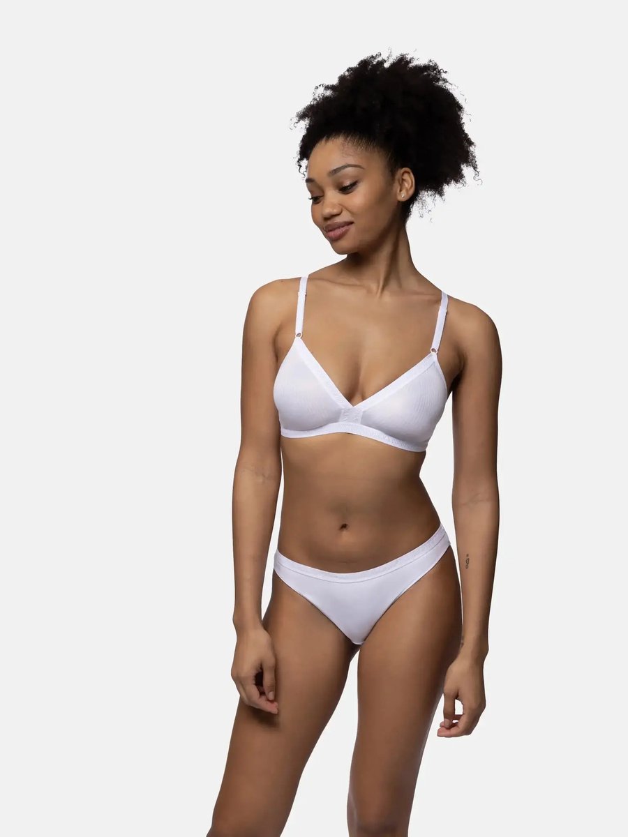 Dorina Niet voorgevormde Bh zonder beugel - Tiffany - Bralette met sluiting - Katoen - 90D - Wit