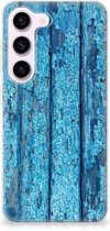 Backcase Siliconen Hoesje Geschikt voor Samsung Galaxy S23 Telefoonhoesje Wood Blue