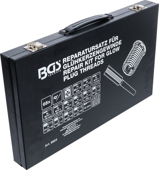 BGS Kit de réparation pour filetage de bougie de préchauffage M8 - M9 - M10 - M12 mm