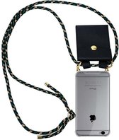 Cadorabo Hoesje geschikt voor Apple iPhone 6 / 6S in CAMOUFLAGE - Silicone Mobiele telefoon ketting beschermhoes met gouden ringen, koordriem en afneembare etui