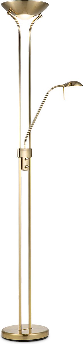 Home Sweet Home - Klassieke Vloerlamp - 50 x 50 x 180cm - met R7s+G9 lichtbron - met flexibel leeslicht - dimbaar Hoofdlamp - Goud brons - Geschikt voor gebruik in slaapkamers - Met voetschakelaar