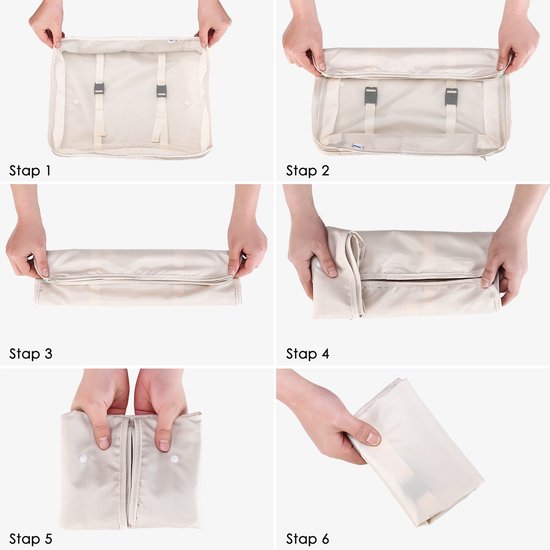 Behave Packing Cubes - Koffer organizers - Bagage organizer set - Travel Cubes - 8 delige set - Lichtgewicht - Beige