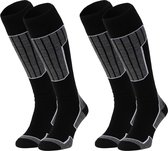 NOMAD® Skisokken Essential 2-Pack | 35/38 Zwart | Warme sokken Dames / Heren | Lange Huissokken / Wandelen / Sporten | Knie Kousen | Goede vochtafvoer