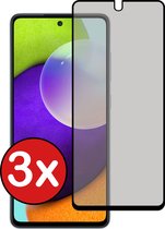 Screenprotector Geschikt voor Samsung A52 Screenprotector Privacy Glas Gehard Full Cover - Screenprotector Geschikt voor Samsung Galaxy A52 Screenprotector Privacy Tempered Glass - 3 PACK