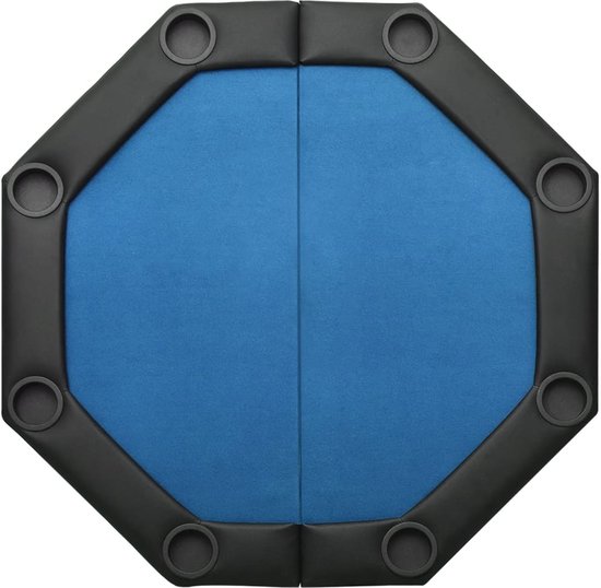 Thumbnail van een extra afbeelding van het spel vidaXL Pokertafelblad voor 8 spelers inklapbaar 108x108x75 cm blauw