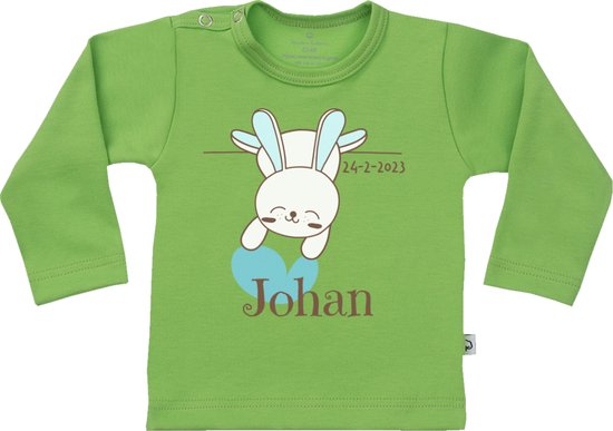 Baby T Shirt - Gepersonaliseerd - Cadeau - Naam Geboortedatum - Groen - 50
