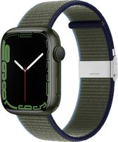 Nylon bandje - geschikt voor Apple Watches 1/2/3/4/5/6/7/8/9/Ultra/Ultra 2/SE met case size 42 mm / 44 mm / 45 mm / 49 mm - olijfgroen