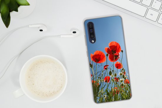 Coque Samsung Galaxy A50 - Soleil éclatant sur des coquelicots en Espagne - Coque en Siliconen pour téléphone
