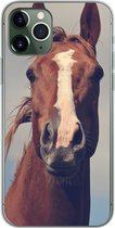 Geschikt voor iPhone 11 Pro hoesje - Paard - Wolken - Portret - Siliconen Telefoonhoesje