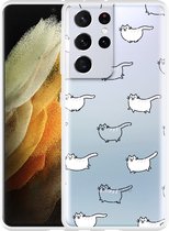 Hoesje Geschikt voor Samsung Galaxy S21 Ultra Love my Cat