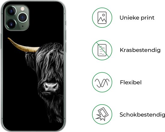 Coque iPhone 11 Pro Max - Scottish Highlander - Vaches - Or - Siliconen