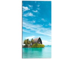 WallClassics - Dibond - Hotel op het Water - Malediven - 50x100 cm Foto op Aluminium (Met Ophangsysteem)