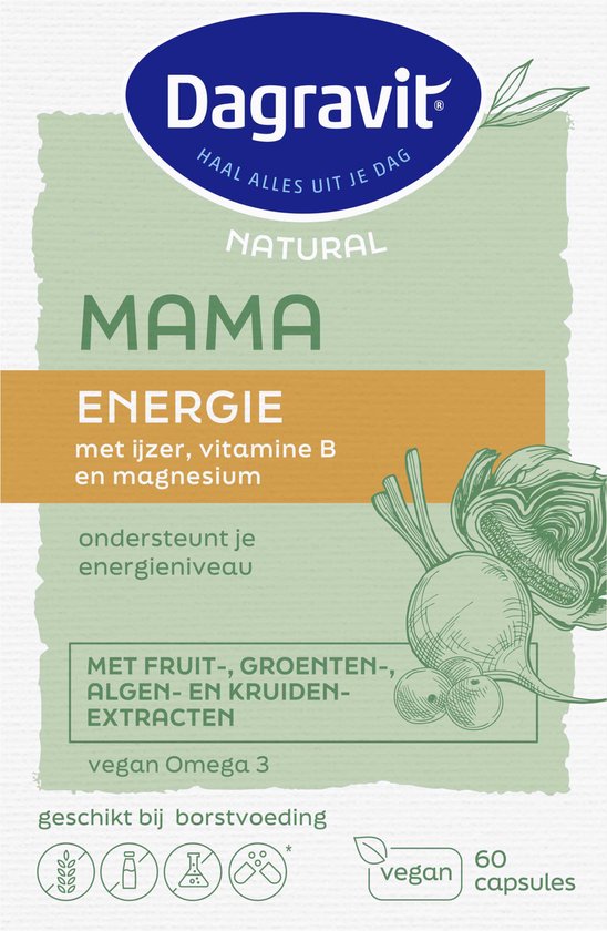 Dagravit Natural Mama Energie - 60 capsules - Vitamine B - Omega 3 - IJzer