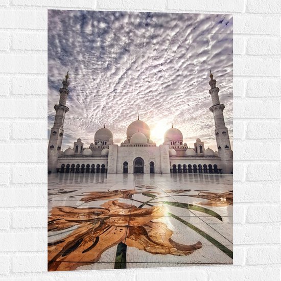 WallClassics - Muursticker - Moskee in Abu Dhabi - Sjeik Zayed Moskee - 60x90 cm Foto op Muursticker