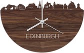 Skyline Klok Edinburgh Notenhout - Ø 40 cm - Stil uurwerk - Wanddecoratie - Meer steden beschikbaar - Woonkamer idee - Woondecoratie - City Art - Steden kunst - Cadeau voor hem - Cadeau voor haar - Jubileum - Trouwerij - Housewarming - WoodWideCities