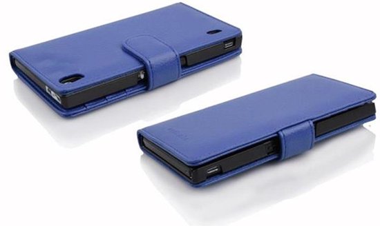 Étui Cadorabo pour Huawei ASCEND P7 en BLEU NEPTUNE - Housse de protection avec fermeture magnétique et 3 emplacements pour cartes Book Case Cover Etui