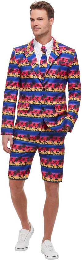 Smiffy's - Arend & Struisvogel & Uil & Kraai & Aasgier & Toekan & Flamingo Kostuum - Tropische Zonsondergang Flamingo - Man - Multicolor - Large - Carnavalskleding - Verkleedkleding