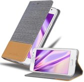 Cadorabo Hoesje geschikt voor Samsung Galaxy A3 2015 in LICHTGRIJS BRUIN - Beschermhoes met magnetische sluiting, standfunctie en kaartvakje Book Case Cover Etui