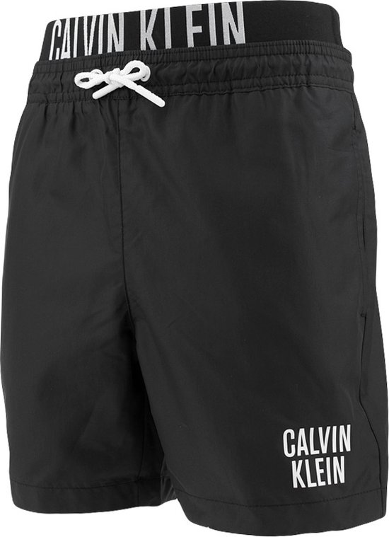 Calvin Klein jongens intense power zwemshort double waistband logo zwart - 164/176