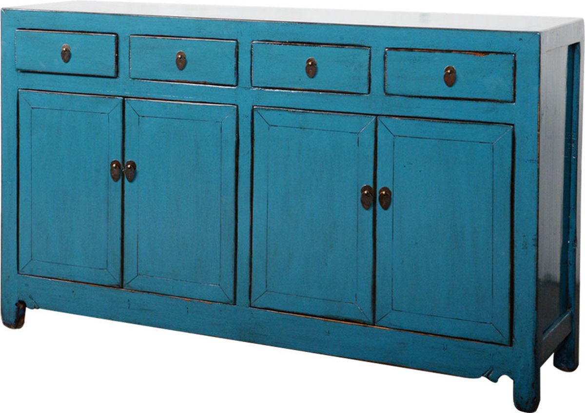 Fine Asianliving Antieke Chinese Dressoir Blauw High Gloss B154xD40xH93cm Chinese Meubels