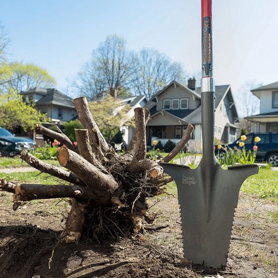 Root Slayer, XL Tuin Spade met lang blad - Multifunctionele tuinschop met zaag en mes - Extra lange tuinschep - Tuingereedschap - Schop & wortelzaag voor tuinieren - Boomwortelspade van Root Slayer — afbeelding 3