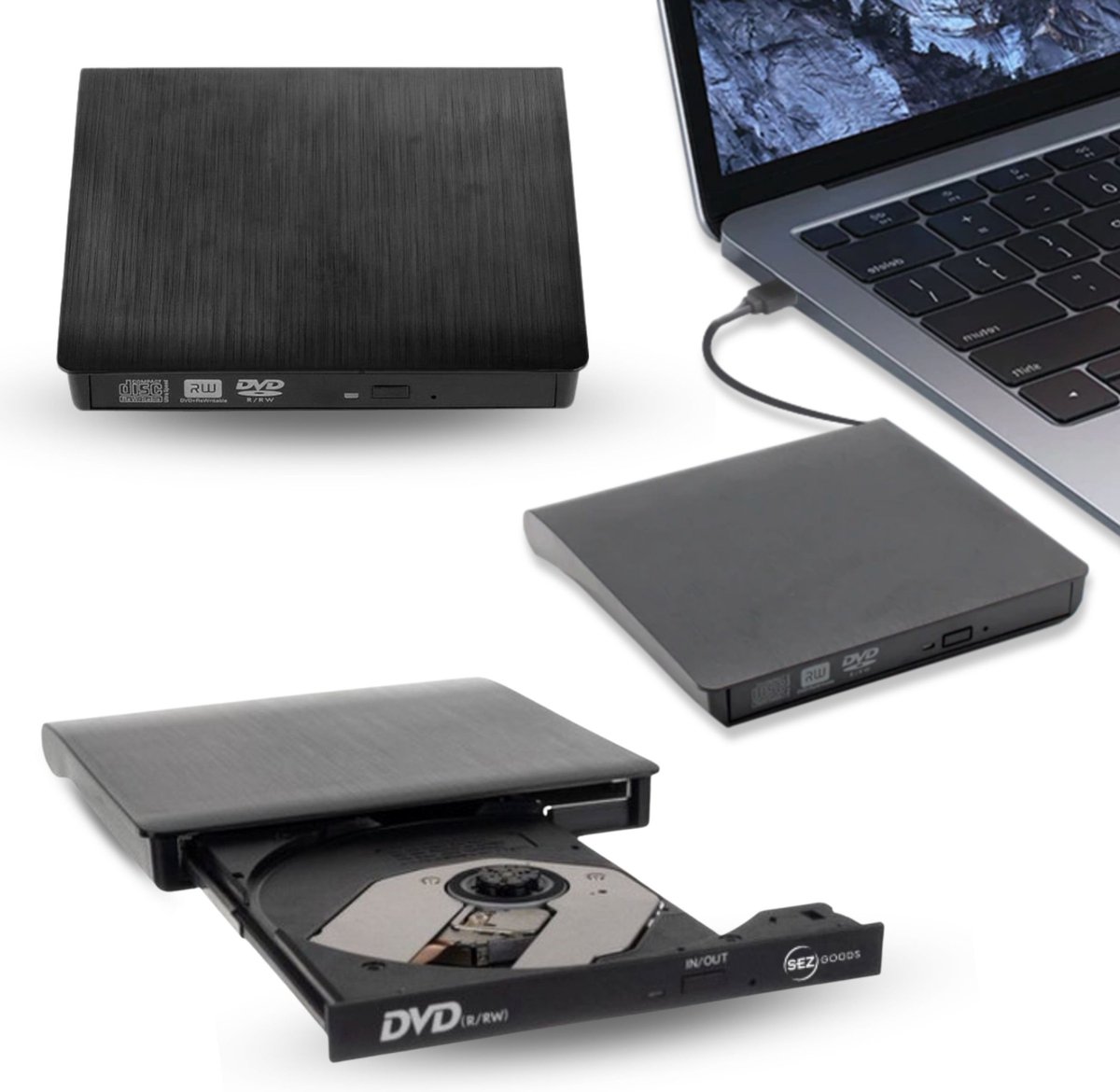 Draagbare CD Speler - Universele CD Speler Voor Laptop - CD Speler Draagbare - CD Speler Met USB - Externe CD Speler - Externe DVD Speler Voor Laptop - SEZGoods