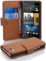 Cadorabo Hoesje geschikt voor HTC Desire 600 in COGNAC BRUIN - Beschermhoes van getextureerd kunstleder en kaartvakje Book Case Cover Etui