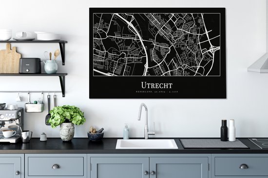 Peinture sur Toile Carte - Plan de la Ville - Utrecht - Carte - 140x90 cm - Décoration murale