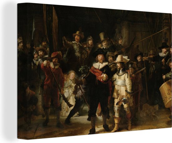 Schilderijen op canvas - De nachtwacht 150x100 - Kamer decoratie accessoires Amsterdam - Rembrandt van rijn schilderij woonkamer - Wanddecoratie slaapkamer - Muurdecoratie keuken - Wanddoek oude meesters - Woondecoratie - Woonaccessoires