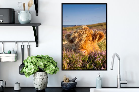 Highlander écossais sur le cadre photo violet bruyère noir sans passe partout