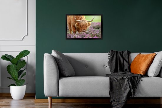 Cadre photo Highlander écossais pâturage noir sans passe partout