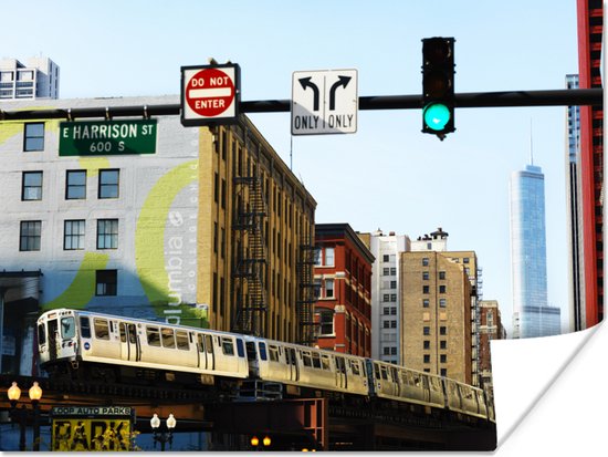 Poster Chicago - Metro - Stoplicht - 120x90 cm
