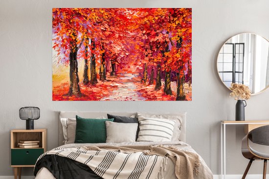 Poster Tableau - Arbres - Automne - Peinture à l'huile - 180x120 cm XXL