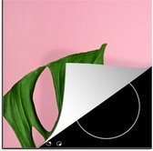 KitchenYeah® Inductie beschermer 78x78 cm - Botanisch blad op een roze achtergrond - Kookplaataccessoires - Afdekplaat voor kookplaat - Inductiebeschermer - Inductiemat - Inductieplaat mat