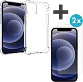 iPhone 12 Mini Hoesje Transparant inclusief 2x Gehard Glas Screenprotector - iMoshion Shockproof Case - iMoshion Tempered Glass Screenprotector 2 pack