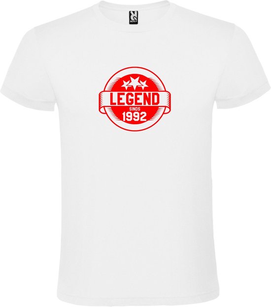 Wit T-Shirt met “Legend sinds 1992 “ Afbeelding Rood Size XXXL