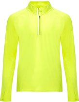 Maillot de sport jaune fluo en tissu technique avec manches raglan et demi-zip, détails réfléchissants modèle Melbourne taille L