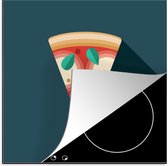KitchenYeah® Inductie beschermer 78x78 cm - Getekende pizza punt - Kookplaataccessoires - Afdekplaat voor kookplaat - Inductiebeschermer - Inductiemat - Inductieplaat mat