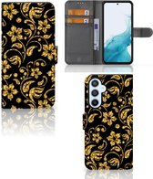 Telefoonhoesje Geschikt voor Samsung Galaxy A54 5G Bookcase Cadeau voor Oma Gouden Bloemen