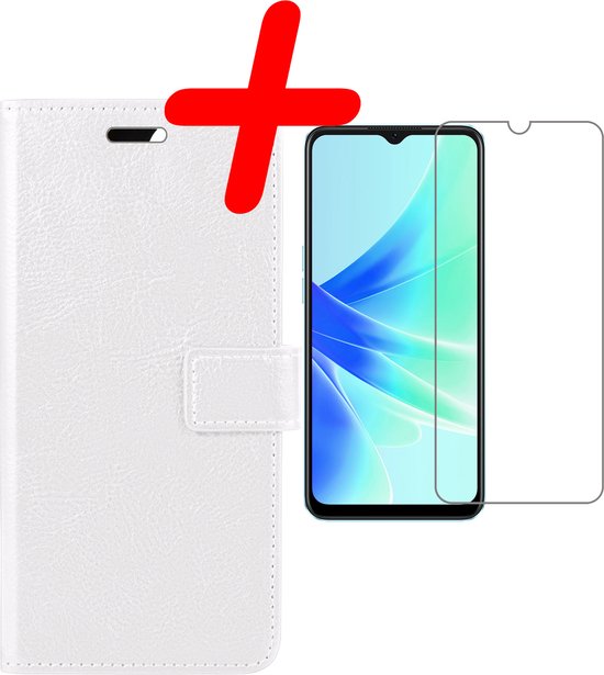 OPPO A17 Case Bookcase Cover Flip Case Book Cover With Screen Protector - OPPO A17 Case Book Case Cover - Wit